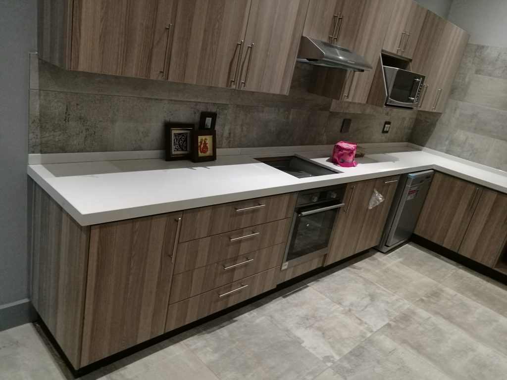 Coimbra Impact Melamine doors and Sorbet Quartz tops