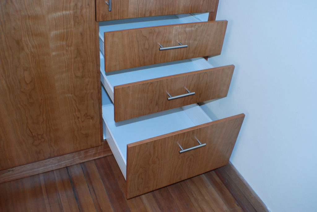 Cherry veneer doors with multiple drawers